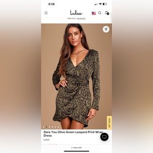 NWT Dare You Olive Green Leopard Print Wrap Dress
